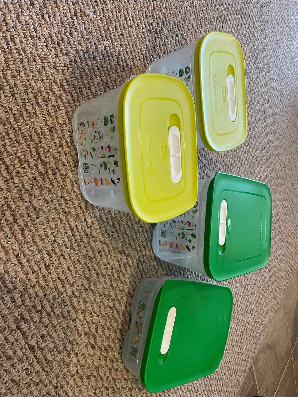 Tupperware Green and Yellow Airtight Food Storage Containers